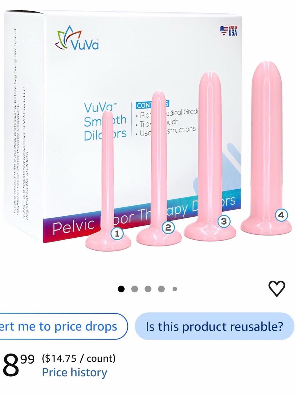 Smooth Pelvic Floor Therapy Dilator Set - Pink